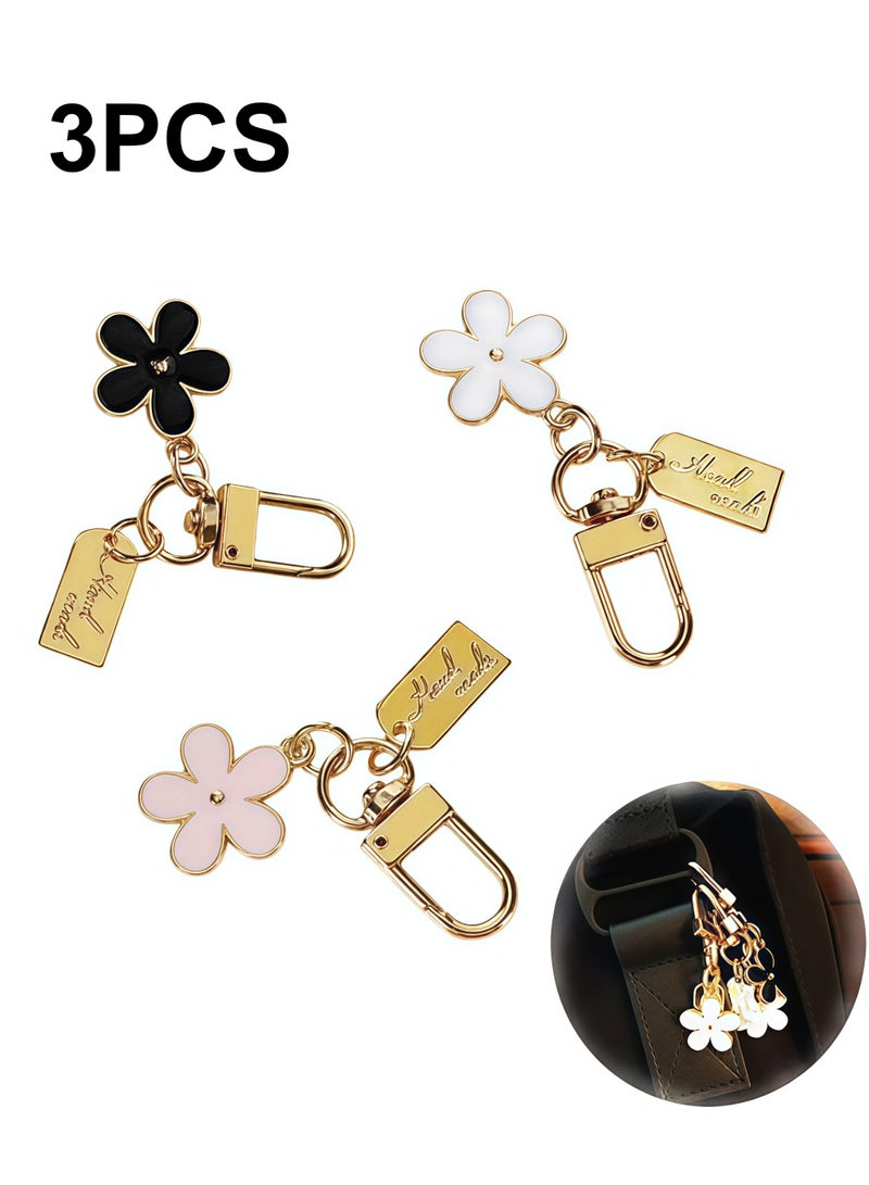 3 Pack Flower Keychains for Women Flower Handbag Charms Enameled Keychain, Cute Accessories for Girl's Backpack, Car Key, Handbag, Purse - Image 1